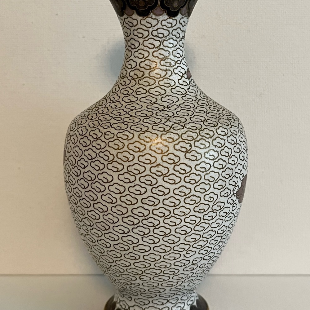 VINTAGE ASIAN CLOISONNE BRASS ENAMEL SMALL BUD VASE - Picture 4 of 9